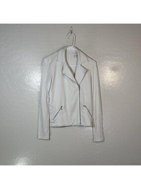 Majestic Filatures Jacket Womens Size 1 White Jersey Moto Biker Zip Soft